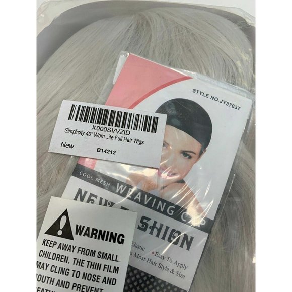 Long Flowing Silver Wig 40" Role Play Dress up Halloween Parties Wig Cap  NEW - Picture 5 of 12